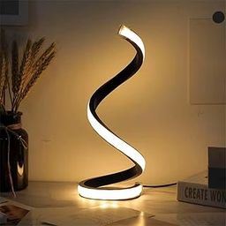 Store2508 Modern LED Table Lamp USB Powered Spiral Design Dimmable & 3 Colour Change Cool White, Warm White & Yellow for Side Table, Bedroom, Living Room, Bathroom, Study Table Black-image-77