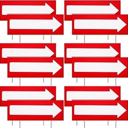 17 x 6 Inch Arrow Sign Corrugated Plastic This Way Sign Red White Double Sided Directional Signs with 12 Inch Sturdy Metal Stakes for Outdoor Lawn Garden Ground Decorations (12 Pcs)-image-30