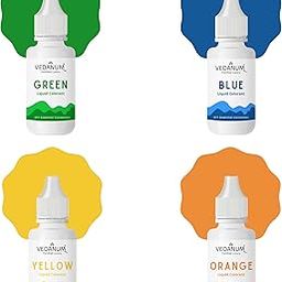 VEDANUM DIY Premium Liquid Colors for Soap Making, Bath Bombs, Bath Salts, Cosmetics, Skin Friendly Pigments, Pack of 4 (15 ml Each) Green, Blue, Yellow, Orange-image-78