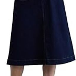 Codaisy Women's Below The Knee Length Buttoned A-Line Denim Skirt with 2 Front Pocket-image-43
