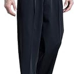 Men Trousers | Relaxed Fit Ankle Length with Pleated Front & Turned-Up Hem | Polyester Blend Twill Weave for Casual & Street Wear-image-34