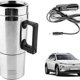 Oshotto 12V Electric Car Kettle Stainless Steel For Hot Water Tea Coffee Milk Heating Cup/Mug for Travelling Trip Hyundai Kona Electric (300ml) - Silver-image-43