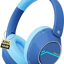 Steellumen Nova1Pro Kids Wireless Active Noise Cancelling Headphones, Bluetooth 5.4, 40H Playtime, Volume Limited 75/85/94dB, Type-C Fast Charging, Mic, Foldable for School/Travel/Airplane, Blue-picture-18