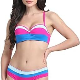 PrettyCat Lightly Padded Colorblock Sexy Balconette Bra with Matching Panty Set-image-45