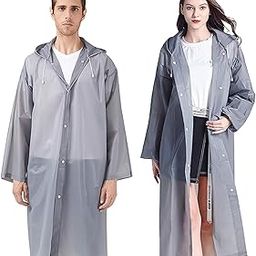 2 Pack EVA Raincoat Reusable Rain Windbreaker Hoodie Long Rain Wear Packable Pullover Rain Jackets Men Women-image-31