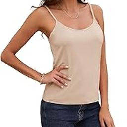 Slim Fit Camisole Spaghetti Straps Tank Top Cotton Short Length Slips Slim Fit Camisole for Women [Size: Free Size (S, M, L)]-image-19
