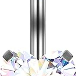 Platinum Plated 'Heart in the Glow of a Rainbow Show' AB White Crystal Heart Charm Belly Button Navel Ring for Women and Girls (BB0212) 1 Pc-image-69