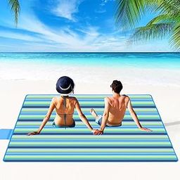 PUPOPIK Extra Large Beach Blanket Outdoor Picnic Blankets, Foldable Waterproof Sand Free Picnic Mat for Festival BBQ Park Grass Lawn Camping Hiking Travel Concerts (Blue 2, 80x60 in)-image-83
