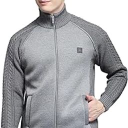 Mens Self Design Grey Mock Neck Full Sleeve Pullover_1243311FZ-2-image-34