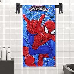 Kuber Industries Marvel Spiderman Kids Bath Towel|Soft Cotton Towel for Kids|Sides Stitched Baby Towel|400 GSM Toddler Bath Towel|24x48 Inch (Red)-image-32