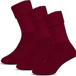 Women Calf Length Towel Terry Thick Woolen Winter Wear Socks, Cushioned Warm Thermal Socks For Women (Pack of 3 Pairs)(Maroon)-37