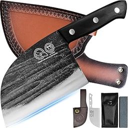 XYJ Authentic Since 1986,6 Inch Serbian Chef Knife with Sheath,Handmade Forged Ancient Outdoor Camping Kitchen Butcher Knife,Vegetable Cooking Meat Knives,Full Tang-19