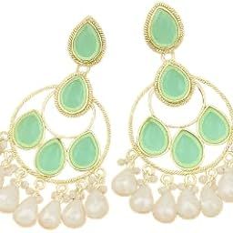 Fashion Statement Dangler Earrings for Women and Girls | Lightweight Tear-Drop Chandelier Design with Beaded Detailing | Traditional Ethnic Jewelry for Weddings & Parties-image-60
