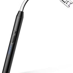VEHHE Electric Lighter with 360° Flexible Neck, Flameless Windproof, USB C Rechargeable, Black-18