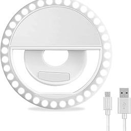 XINBAOHONG Rechargeable Portable Clip-on Selfie Ring Fill Light with 36 LED for iPhone/Android Smart Phone Photography, Camera Video, Girl Makes up (White)-26