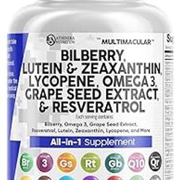 Eye Vitamins with Bilberry Lutein and Zeaxanthin Supplements Lycopene 40mg Resveratrol Grape Seed Astaxanthin for Eyes - Eye Care Health Support Eye Vitamin and Mineral Supplement-image-15