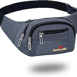 Waist Bags for Men Women- Premium Stitching, Branded Zippers, Waterproof Pocket, Large Fanny Pack for Hiking Travel Camping Running Sports Outdoors, Money Belt with Adjustable Strap (Grey)-image-8
