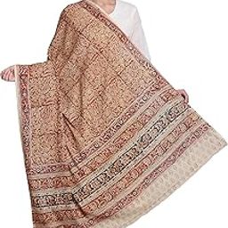 Women's Handloom Hand Block Printed Cotton Kalamkari Dupatta (Brown)-5