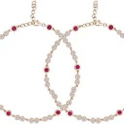 zavya 925 Sterling Silver CZ Floral Rose Gold Plating Anklet (Pair) | Gift for Women & Girls | With Certificate of Authenticity & 925 Stamp|Mother's Day-picture-6