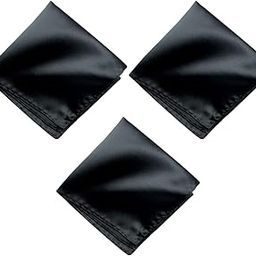 Satin Pocket Square for Men, Wedding Handkerchief for Suits, Blazers & Tuxedo, Men's Pocket Square Combo (Pack of 3) (Black)-image-9