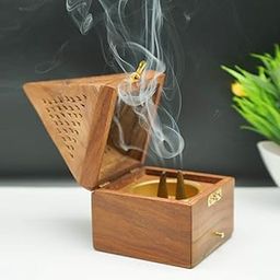 Naayaab Craft Pakka Sheesham Wood Agarbatti Incense Stick Box and Dhoop Stand Ash Catcher Decorative Handicraft Incense Holder - Medium (8.5 x 8.5 x 16cm)(Conical)-12