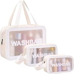 Plarity Makeup Travel Pouch, Cosmetic Bag, Travel kit Pouch for Toiletries, Brushes and Cosmetics Set of 3 Washbag Pouch Toiletry Storage Wash Bag (White)-image-73