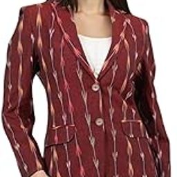 Womens Ikat Red Cotton Blazer-picture-14