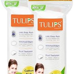 Tulips 50 Round Facial Cotton Pads in a Ziplock Bag (Pack of 2); Made from 100% Pure Soft Cotton, Best for Applying & Removing Makeup, safe for sensitive Skin-47