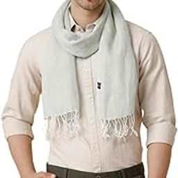 Green Solid Pure Linen Unisex Stole-image-16