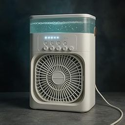 Portable Air Cooler Fan with Humidifier Mini Air Conditioner Fan with 3 Speeds & LED Light, Small Space Air Circulator for Home, Office, Dorm, Bedroom-picture-11