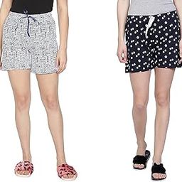 Womens 100% Organic Cotton Printed Regular Shorts - Pack of 2 (Multicolor)-image-54