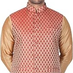 Men's Black Cotton Silk Blend Ethnic Jacket-image-12
