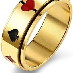 Anti Tarnish Card Shark Signet Gold Stainless Steel Finger Ring for Men | Stylish Durable Jewellery Accessories | Rings for Man | Minimal Jewelry | Birthday Gift for Boys (Size - 9)-image-83