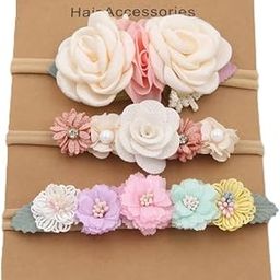 SYGA 3 Pcs Baby Headband, Flower Stretchable, Nylon HairBand for Newborn Infant Toddlers Kids 0-3 Year-Design-6-image-61