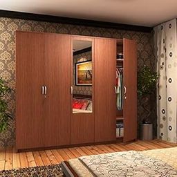 CASPIAN Engineered Wood Five Door Wooden Wardrobe (Brown) | Furniture with Dressing Mirror | Cupboard/Almirah for Bedroom Clothes Storage Organizer | with 8 Shelves & 2 Hanging Spaces-30