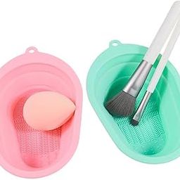 COSLUXE Makeup Brush Cleaning Mat Bowl, Soft and Durable Silicone Cosmetic Cleaner Pad, Foldable Portable Washing Tool Scrubber with 4 Textures - Multicolour Pack Of 1-39