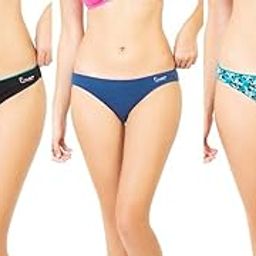 Women's Cotton Bikini/Medium Coverage, Girls Sexy Underwear Panty/Women Bikini Panties Combo Pack - Black, Navy, Blue Printed-picture-21