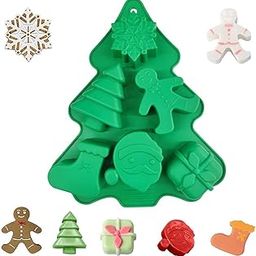 Skytail 6 Slot Christmas Mould for Chocolate Making Soap, Cake Cupcake Baking, Candy, Candle, Resin Molds for Xmas Gift Box Moulds with Shape of Gingerbread Man, Tree Snowflake, Socks, Santa.-image-30