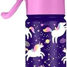 SOLARA Insulated Water Bottle for Kids 450ml, Kids Water Bottle, Sipper Bottle for Kids, Thermosteel Kids Bottles, Stainless Steel Water Bottles for Kids, Straw Bottle for Kids, Unicorn-picture-1