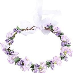 Flower Headband Floral Crown Adjustable Wreath for Festival Wedding Violet-image-77