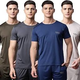 Dryfit Lycra Solid Slim Fit T-Shirt for Men (Pack of 4) Dryfit_T_BLK_Gry_L.Gry_OLV_04-P-image-64