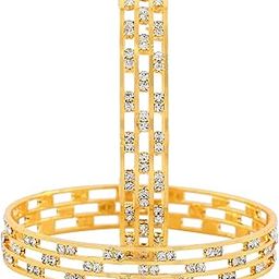 Gold Plated Classic Victorian Style Bangles with White Austrian Crystals | Available Sizes 2:6 & 2:8 | A Dazzling Choice for Women's Classic Look-55
