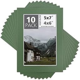 Mat Board Center, Pack of 10, 5x7 for 4x6 Color Mats - Bevel Cut, Acid Free, 4-ply Thickness, White Core - for Pictures, Photos, Framing, Basque Green Color-image-61