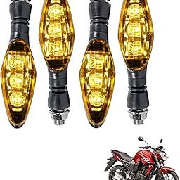 Asryd Universal Motorcycle Bright LED Amber Turn Signal Light Indicator Brake Lamps For Yamaha FZ-S (4.Pcs Amber Color Indicator)-image-23