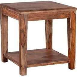 IThree Solid sheesham Wood Sitting Stool 15 Inches for Home | Wooden Square Stool Sheesham Wood Table for Bedroom Outdoor Office & Multipurpose use in Natural Finish-image-82