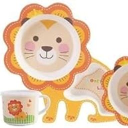 AASHRIT 5 Piece Mealtime Bamboo Dinnerware for Baby Kids-Toddler, Set of Plate-Bowl Cup and Spoon-Baby Feeding Utensils for Kid, Eco Friendly and Dishwasher Safe, Great Gift for Birthday (Lovely Lion)-image-40