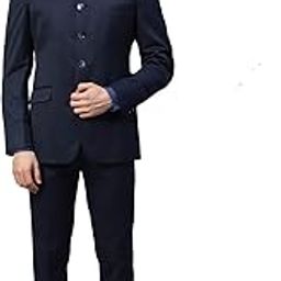 manq Men Beige Solid Slim Fit Bandhgala Suit-picture-38