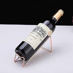 Kiwilon Metallic Golden Tabletop Wine Bottle Rack | Minimalist Wine Display Rack Single Bottle Holder | Secure and Safe Design | Classy Open Concept Design (Rose Gold, Pack of 2)-image-7