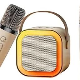 One Click Karaoke Machine with Dual Wireless Microphones, Bluetooth Speaker, RGB Lights, 10W Output, Type-C Charging (Mini Dual Mic with Speaker)-image-74