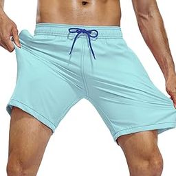 Men's Volley Board Shorts Lightweight Water Sports Drawstring Swim Shorts with Lining-image-15
